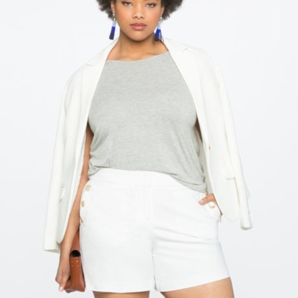 NWT ELOQUII Button Detail White Shorts size 22